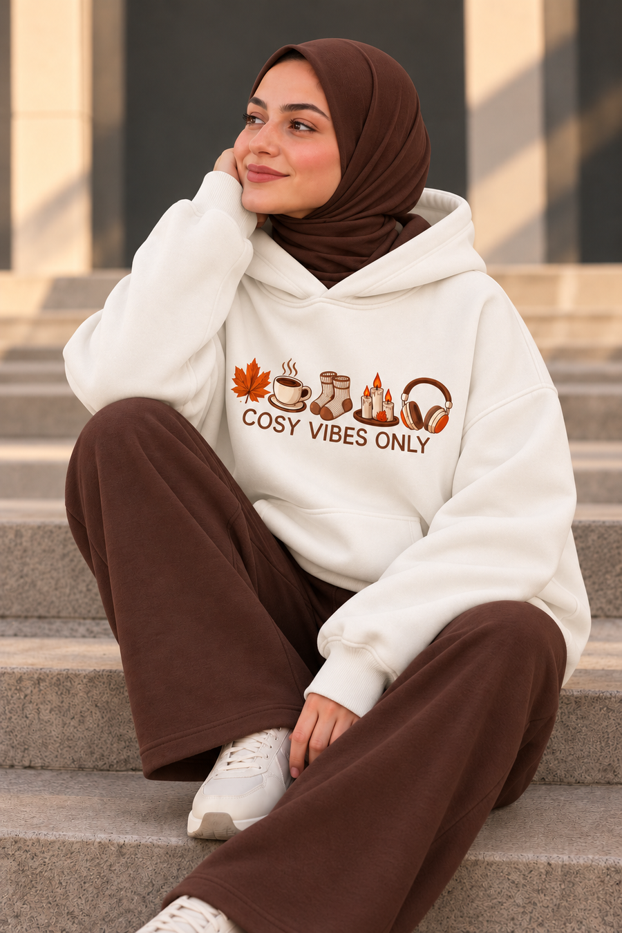 COSY VIBES Oversized Hoodie – Off White