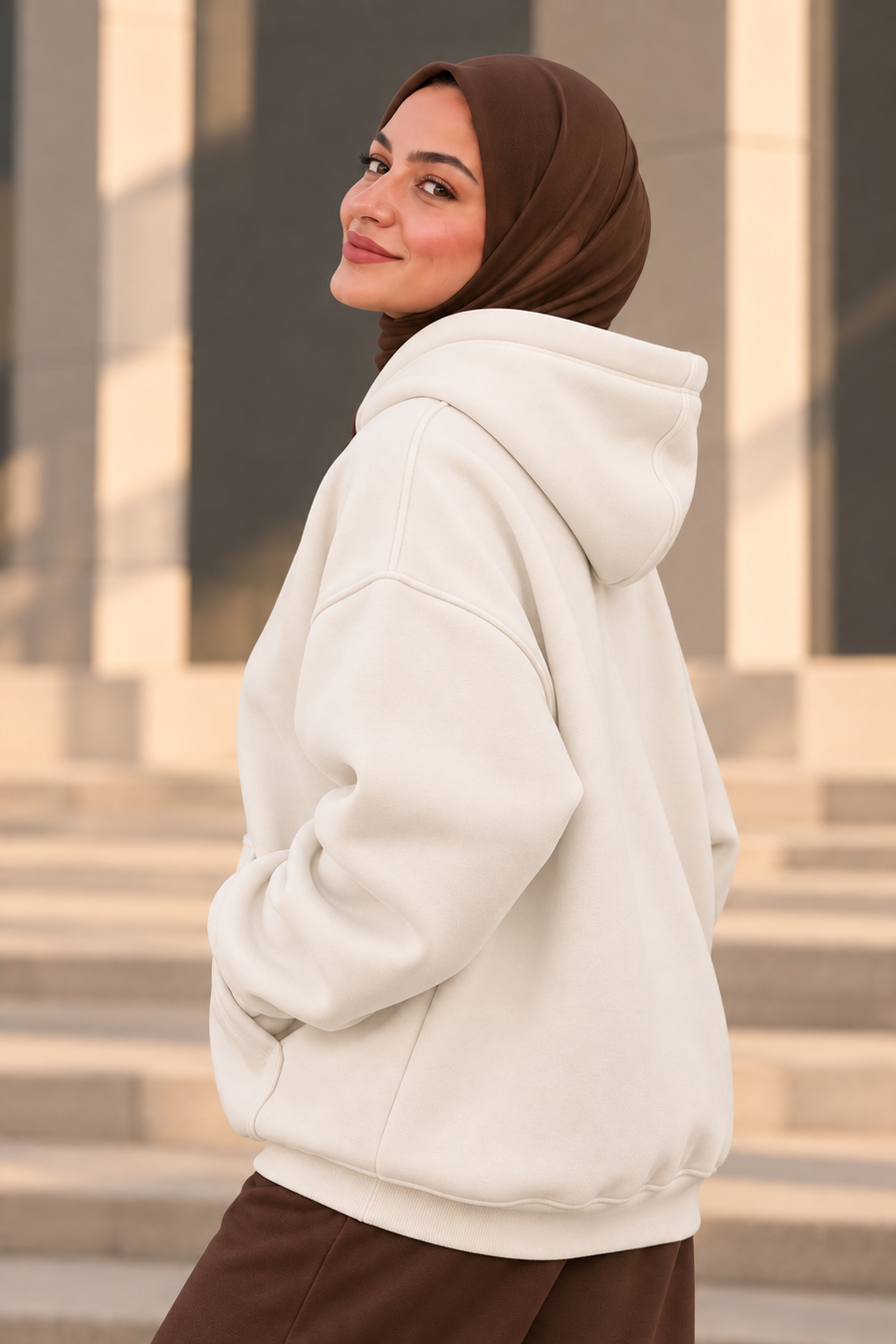 COSY VIBES Oversized Hoodie – Off White