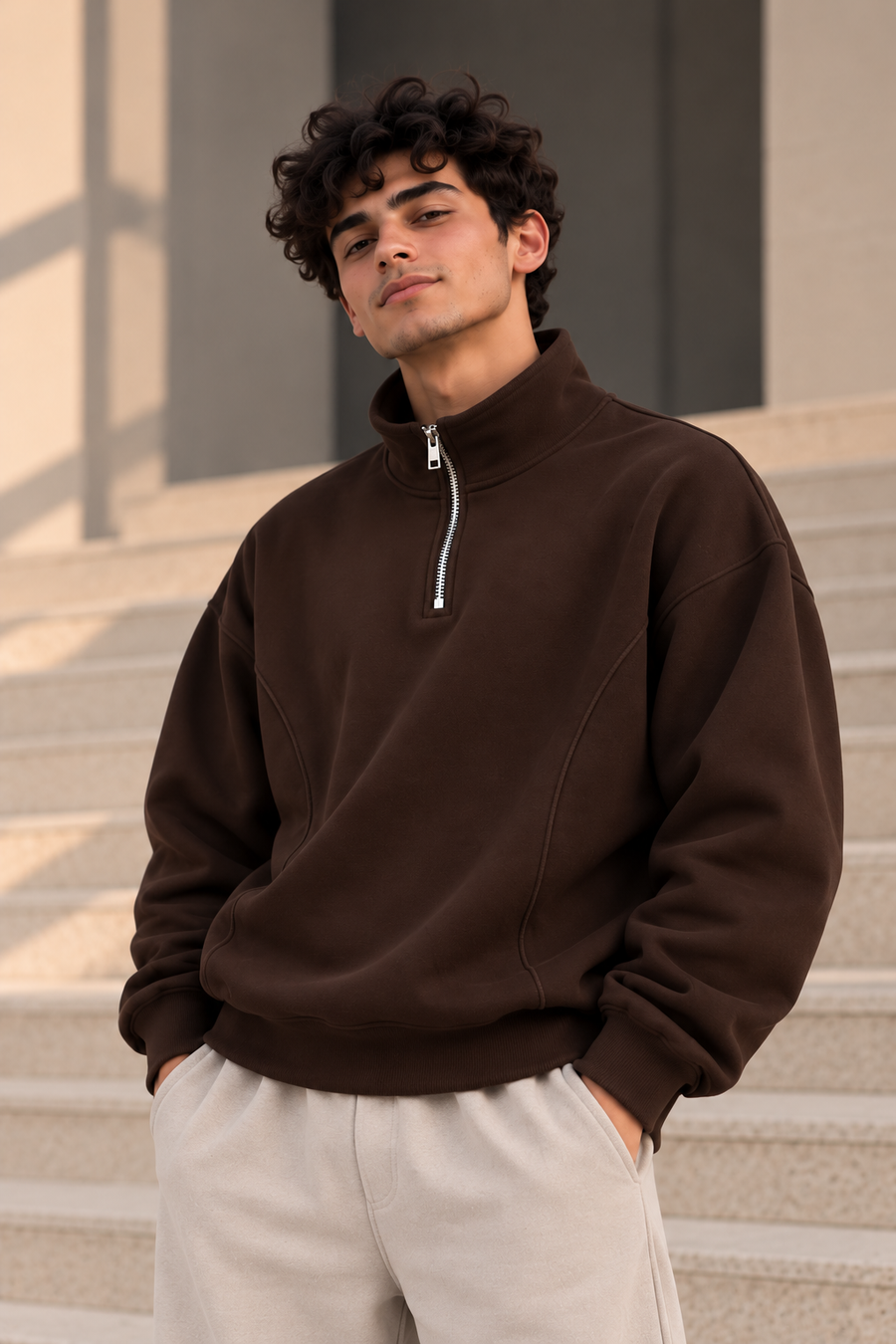 MLTR Half-Zip Sweatshirt – Chocolate Brown