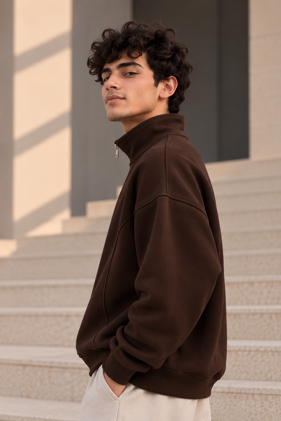 MLTR Half-Zip Sweatshirt – Chocolate Brown