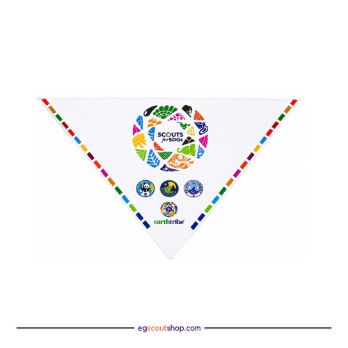 منديل Scouts for SDGs بتصميم عالمي ملون – منديل كشفي عصري للمعسكرات والفعاليات