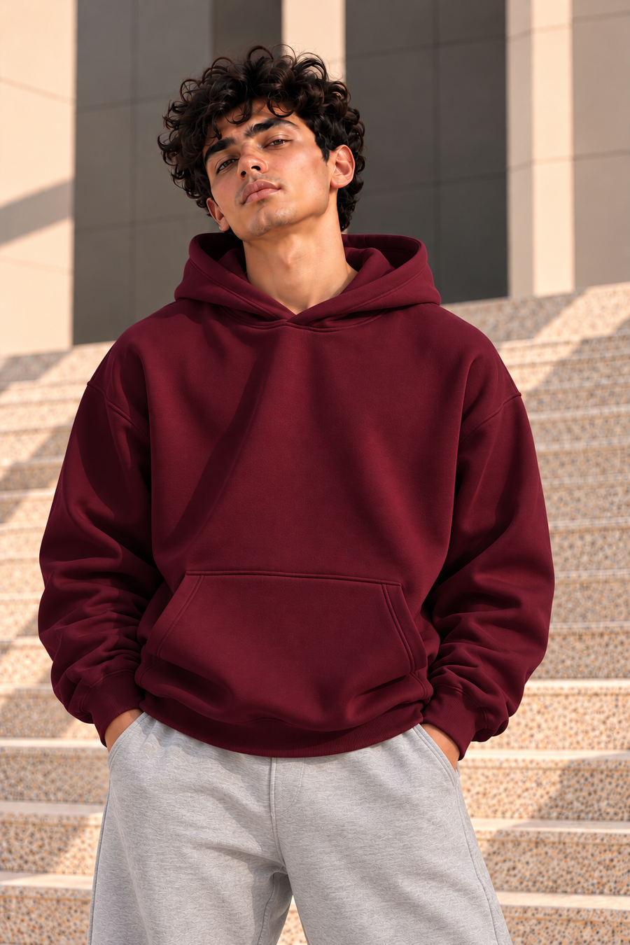  Essential  Oversized Hoodie – Burgundy 