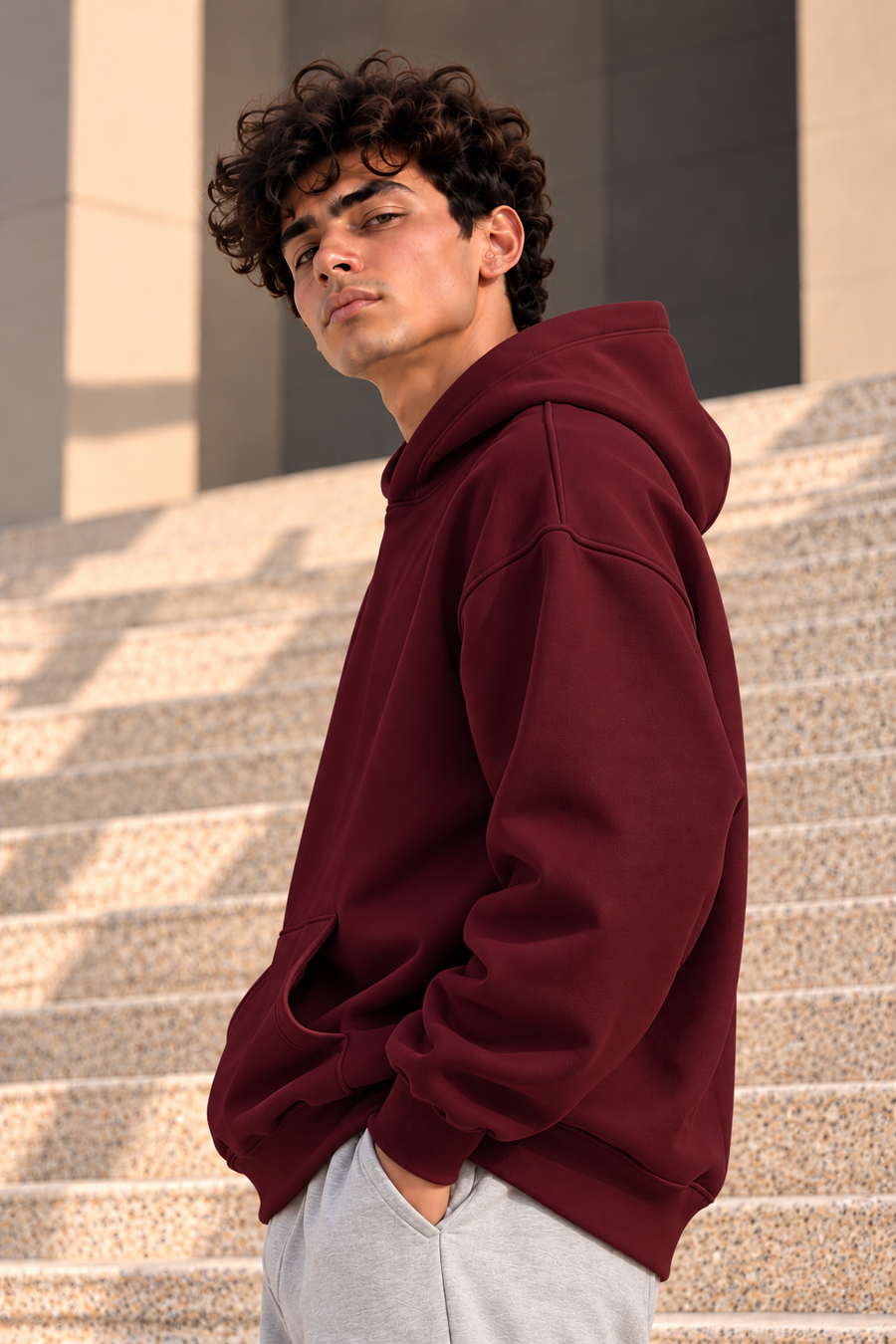  Essential  Oversized Hoodie – Burgundy 
