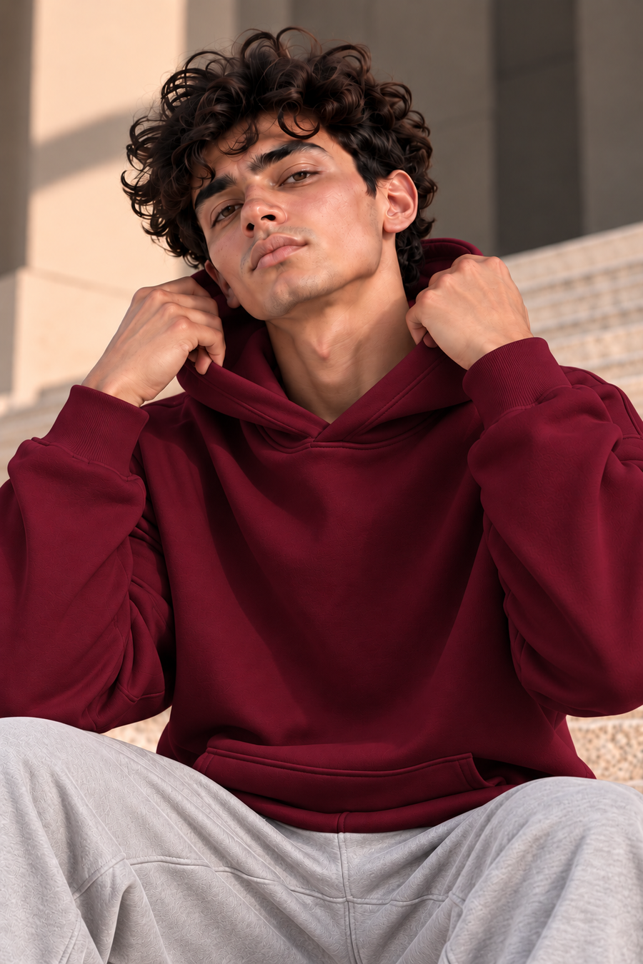  Essential  Oversized Hoodie – Burgundy 