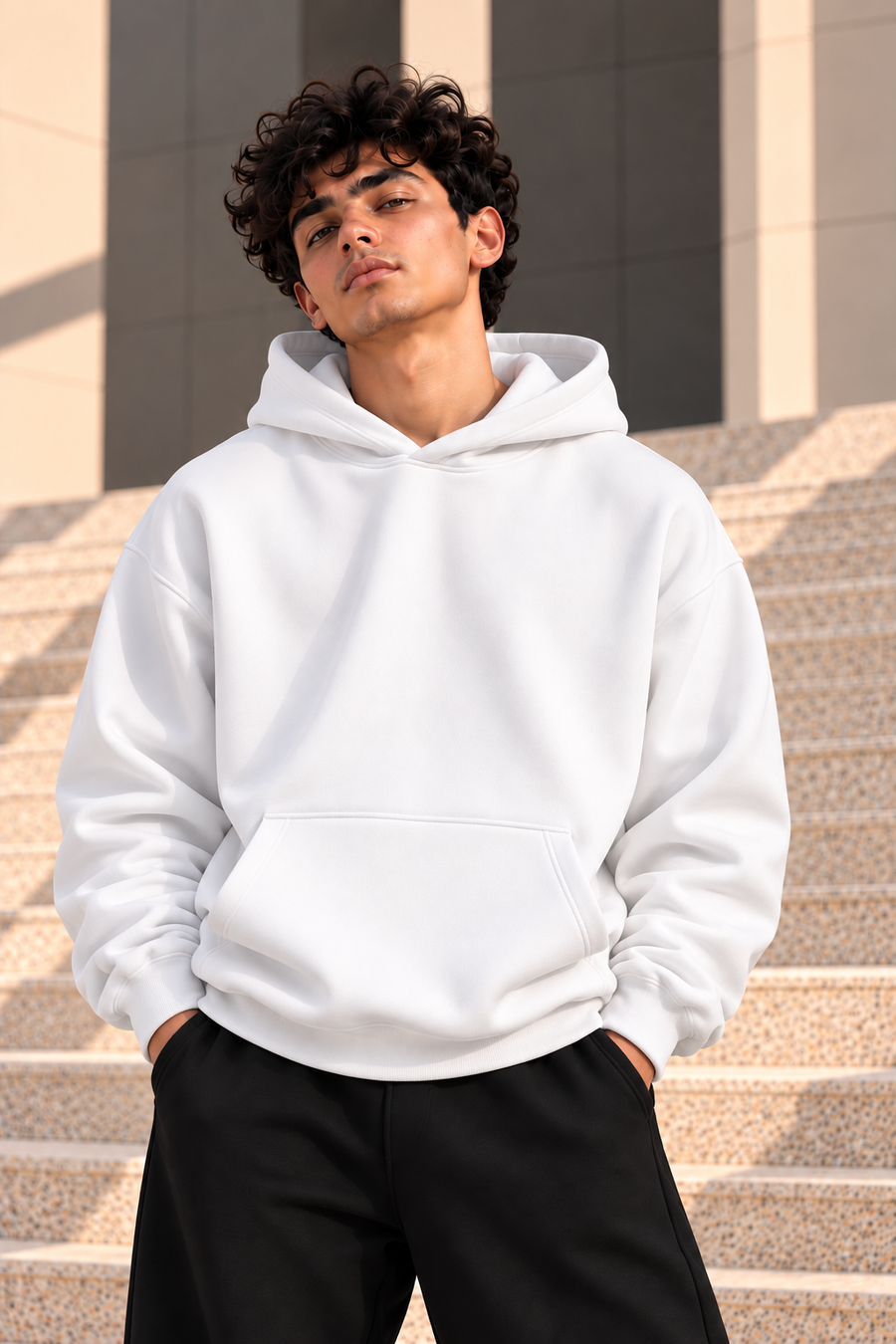  Essential  Oversized Hoodie – White 