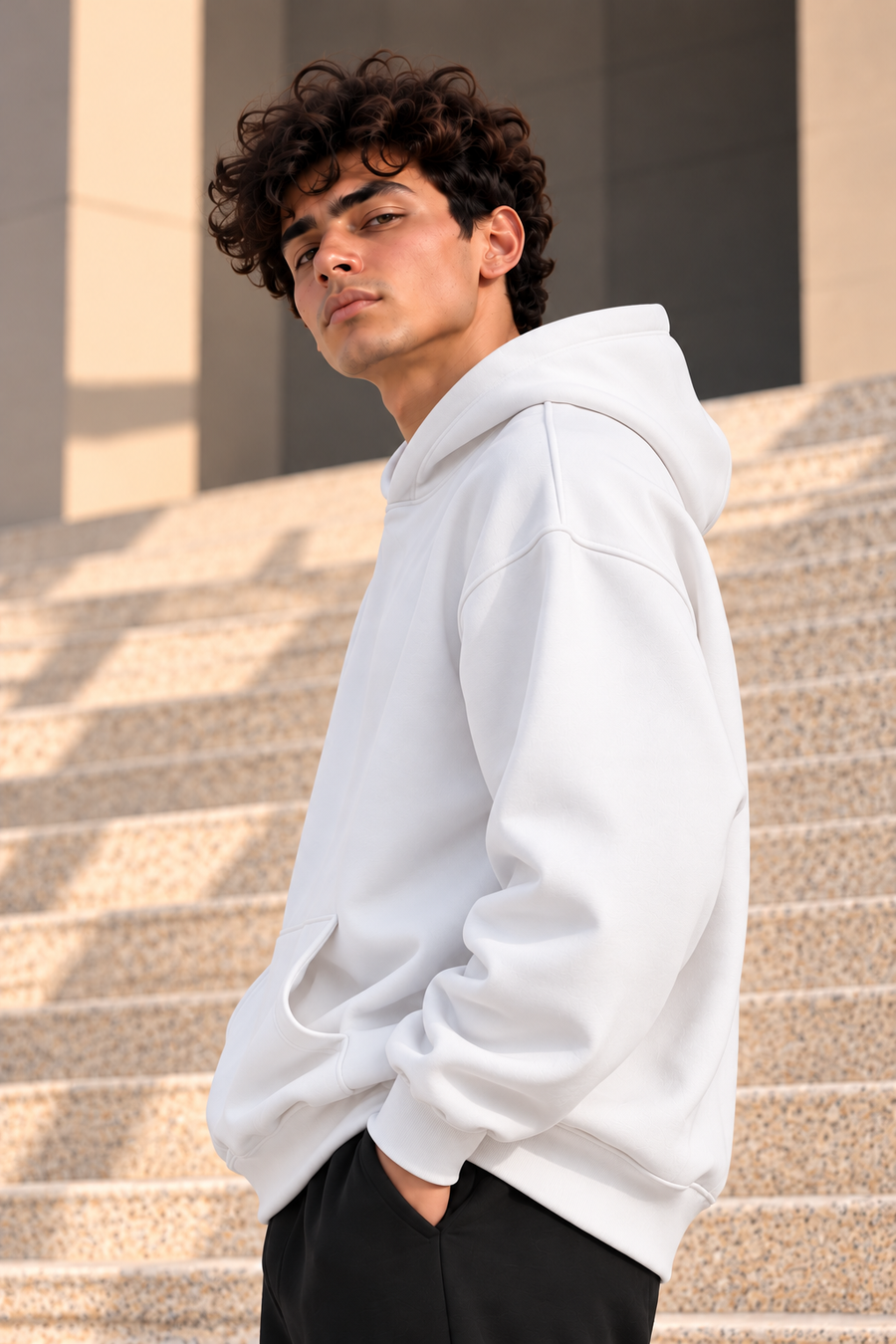  Essential  Oversized Hoodie – White 