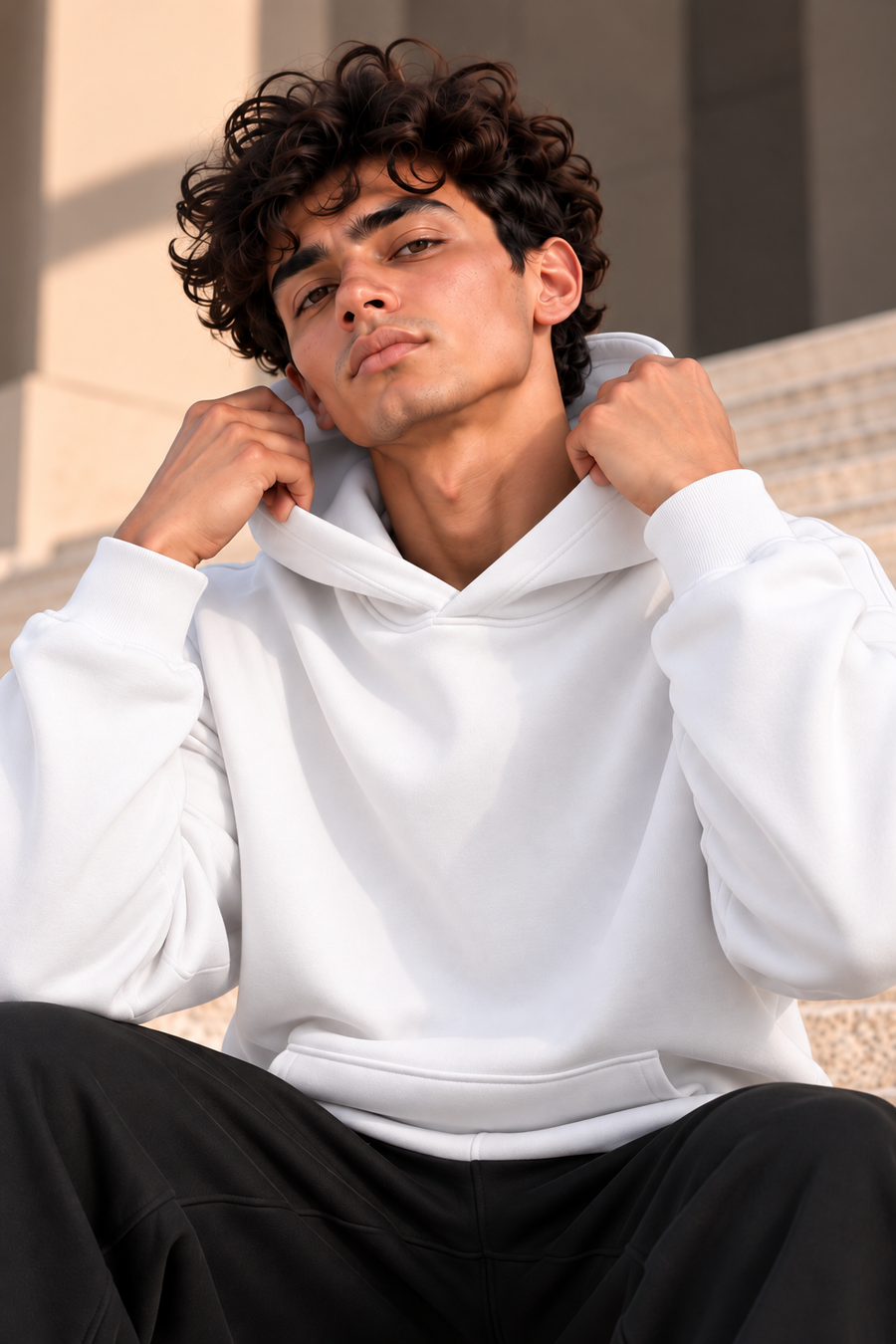  Essential  Oversized Hoodie – White 