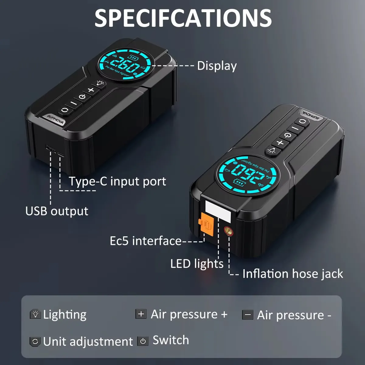 Car 4-in-1 Jump Starter & Tire Inflator–KJS01