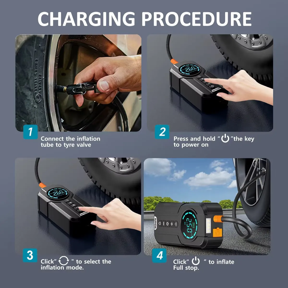 Car 4-in-1 Jump Starter & Tire Inflator–KJS01