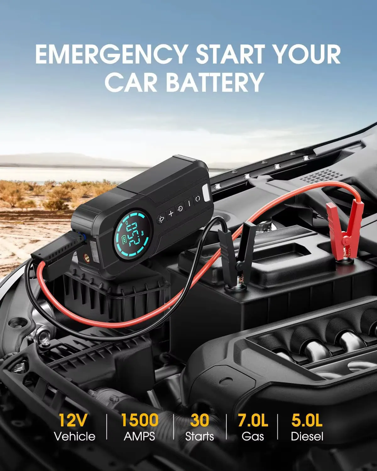 Car 4-in-1 Jump Starter & Tire Inflator–KJS01