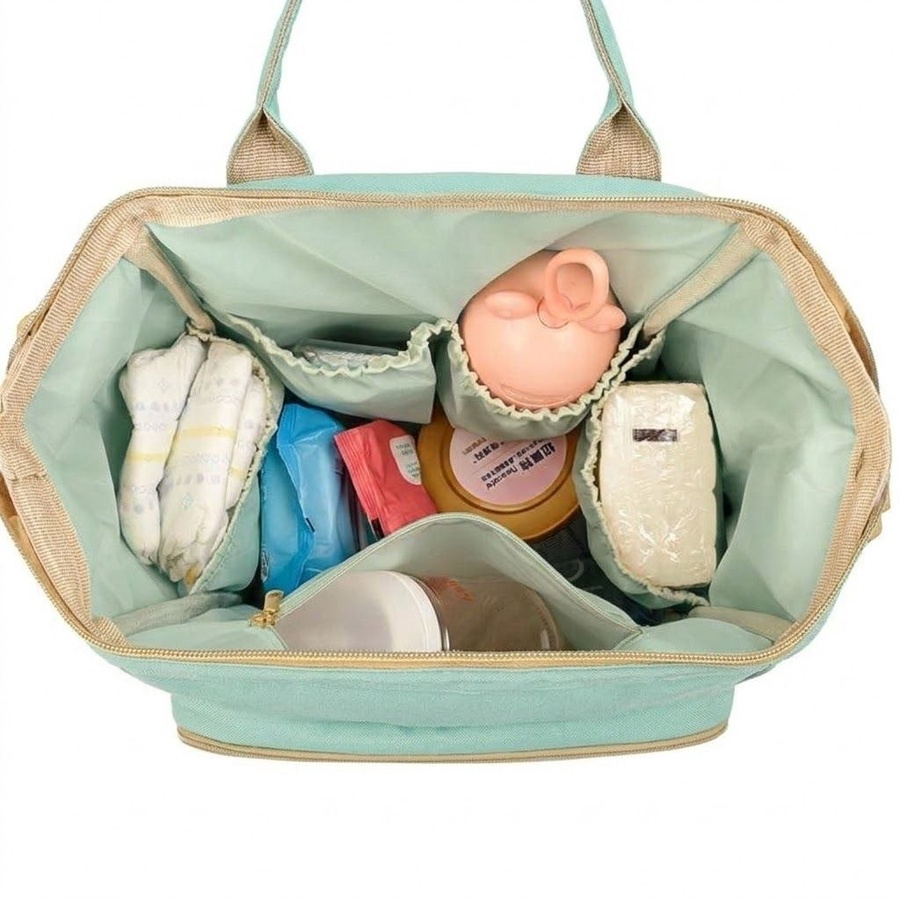 شنطة مستلزمات بيبي Momolly (Diaper Bag) بجيوب حرارية ومكان للمناديل – عملية وأنيقة للأمهات ماركة موملي