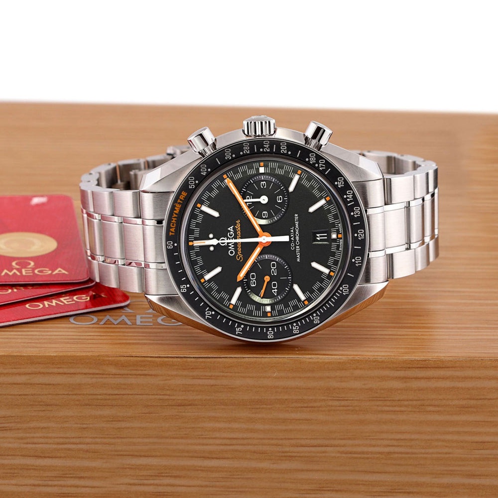 Omega Watch For Men - Speedmaster Racing, 44.25 mm, Steel, Black Dial with Orange Accents - Ref. 329.30.44.51.01.002