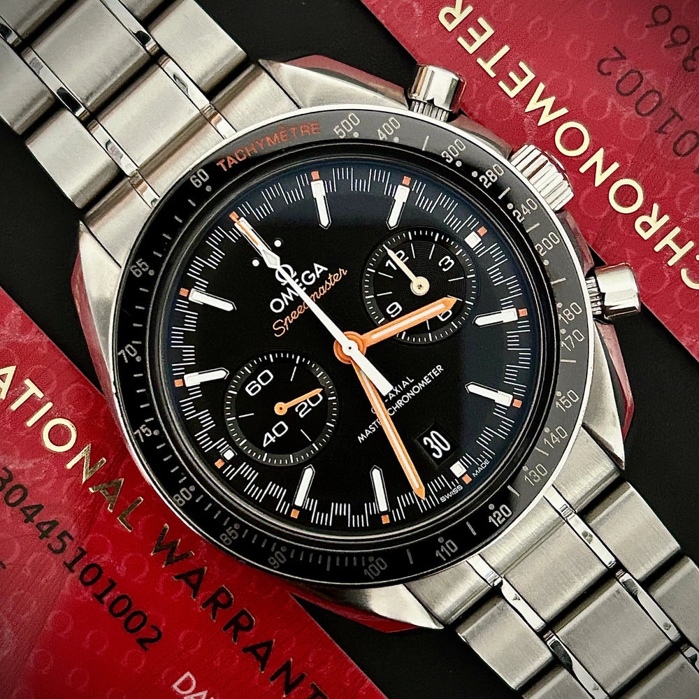 Omega Watch For Men - Speedmaster Racing, 44.25 mm, Steel, Black Dial with Orange Accents - Ref. 329.30.44.51.01.002