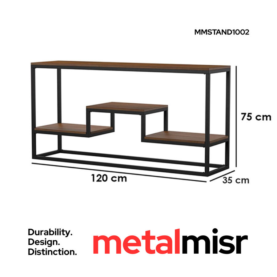 طاولة كونسول معدن وخشب MDF أسود وبني 120×35×75 سم