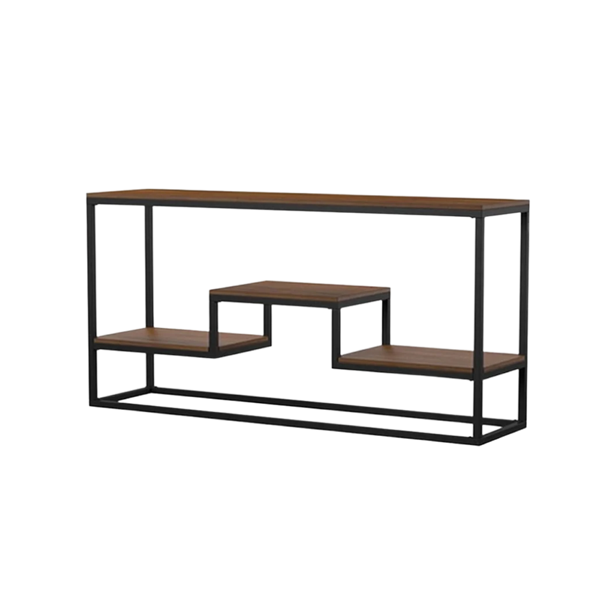 طاولة كونسول معدن وخشب MDF أسود وبني 120×35×75 سم