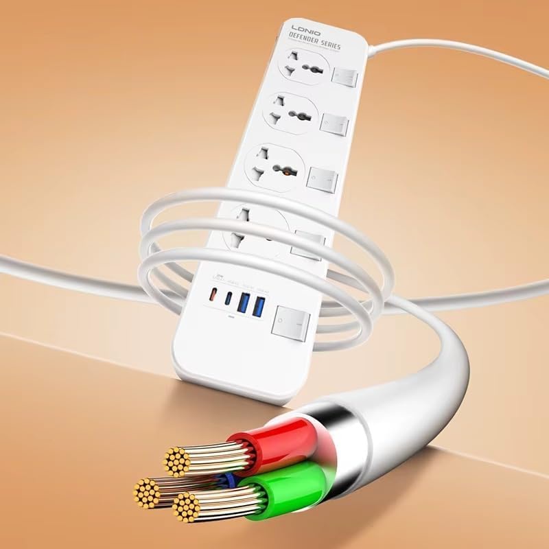 LDNIO SC4408C 2500W Power Socket with 4 AC Outlets & 4 USB Fast Charging Ports