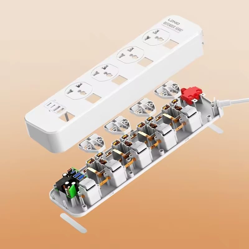 LDNIO SC4408C 2500W Power Socket with 4 AC Outlets & 4 USB Fast Charging Ports