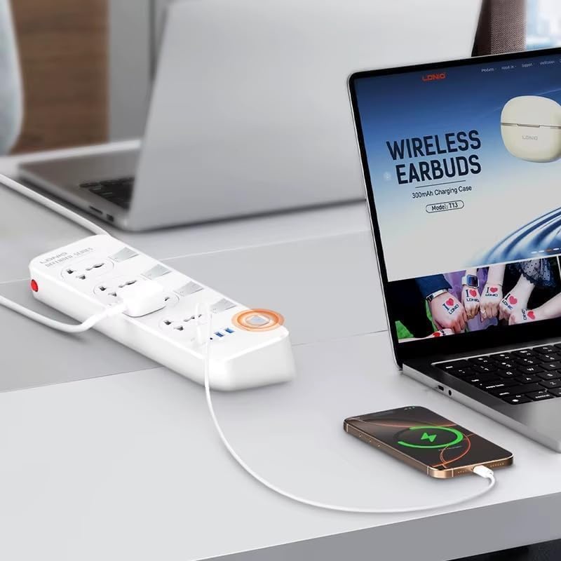 LDNIO SC4408C 2500W Power Socket with 4 AC Outlets & 4 USB Fast Charging Ports