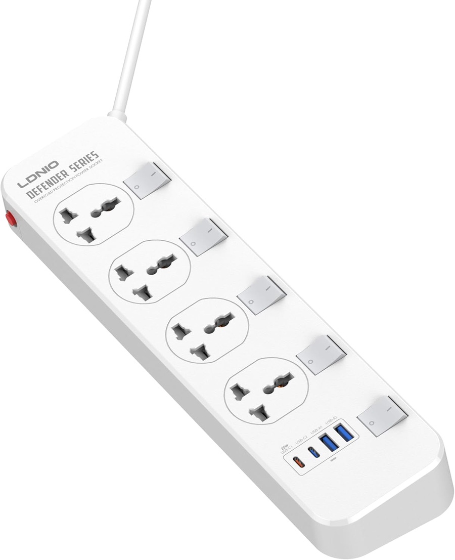 LDNIO SC4408C 2500W Power Socket with 4 AC Outlets & 4 USB Fast Charging Ports