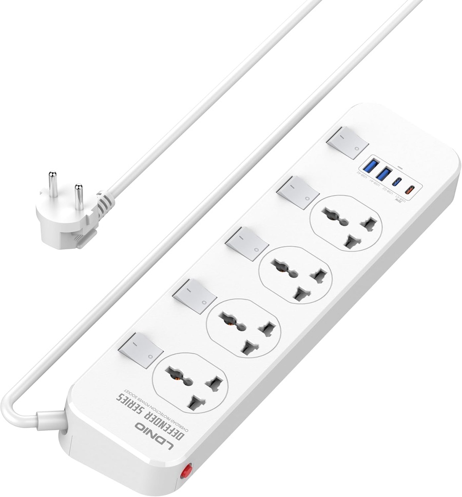 LDNIO SC4408C 2500W Power Socket with 4 AC Outlets & 4 USB Fast Charging Ports