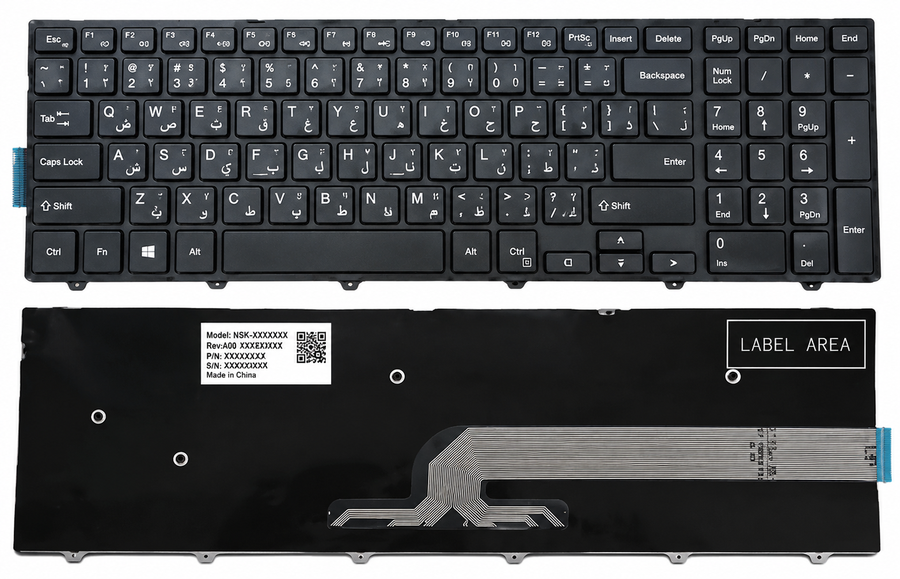 keyboard Dell Inspiron 15 3000 Series 3541 3542 3543 3551 3552 3553 3558, 5000 Series 5542 5543 5545 5547 5558 5559, Black Bilingual Keyboard