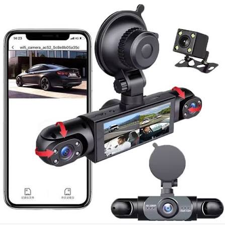 داش كام للسيارة 4 قنوات Full HD مع شاشة 3.16 بوصة واتصال Wi-Fi