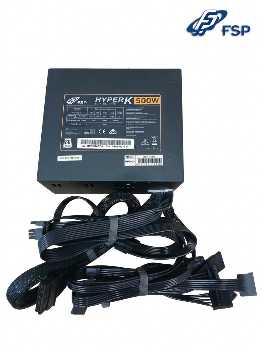 باور سبلاي FSP Hyper K 500W ATX – كفاءة 85%+ – Active PFC شهادة +80 - برشامة المصنع استيراد بحالة الزيرو
