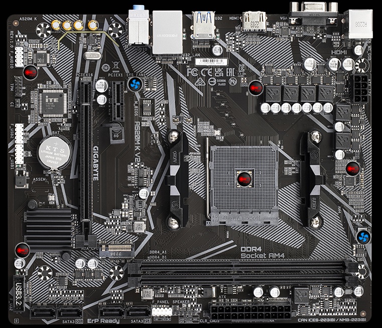 مازربورد GIGABYTE A520M K V2 – AMD AM4 جديدة بضمان الوكيل مترا