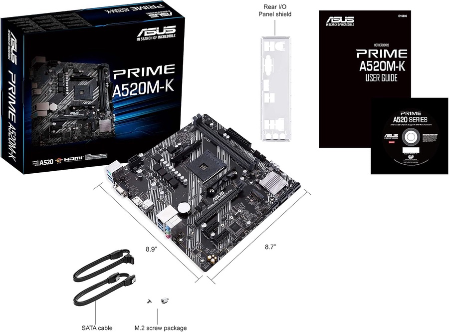 مازربورد ASUS PRIME A520M-K – AMD AM4 جديدة بضمان الوكيل الرسمي