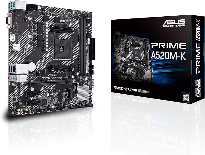 مازربورد ASUS PRIME A520M-K – AMD AM4 جديدة بضمان الوكيل الرسمي