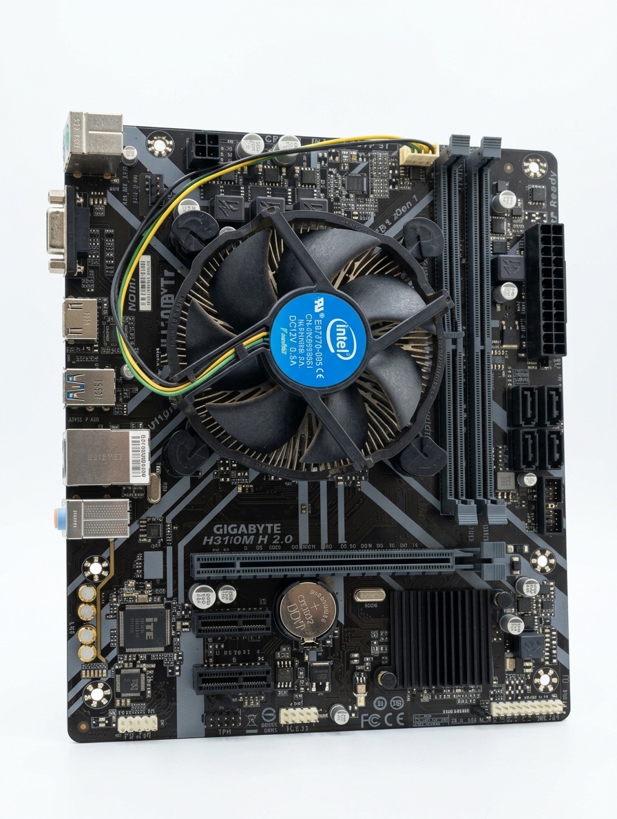 بندل جيب تاسع Gigabyte H310M H 2.0 + Intel Core i5-9400F+ Stock Cooler بحالة ممتازة