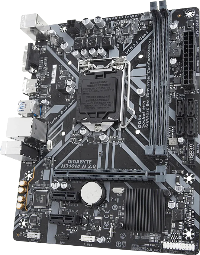 بندل جيب تاسع Gigabyte H310M H 2.0 + Intel Core i5-9400F+ Stock Cooler بحالة ممتازة