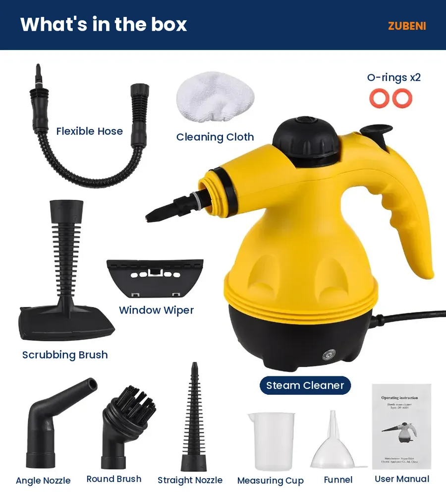 Steam cleaner with all accessories in the box