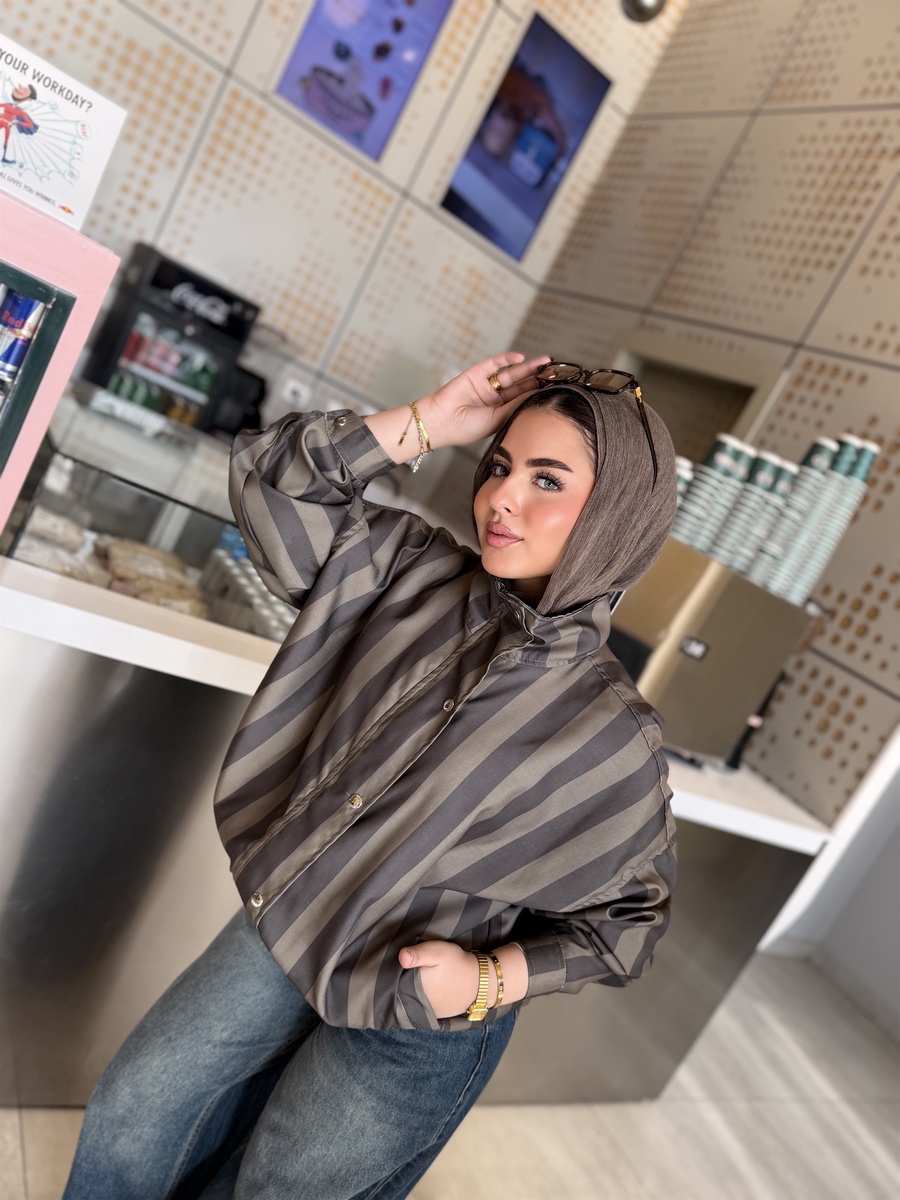 Striped-Lined Gabardine Shirt (585)