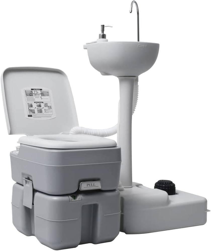 طقم حمام متنقل (كرسي تواليت + حوض) – Portable Camping Bathroom Set (Toilet and Sink Combo