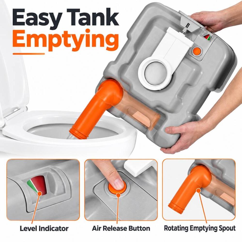 طقم حمام متنقل (كرسي تواليت + حوض) – Portable Camping Bathroom Set (Toilet and Sink Combo