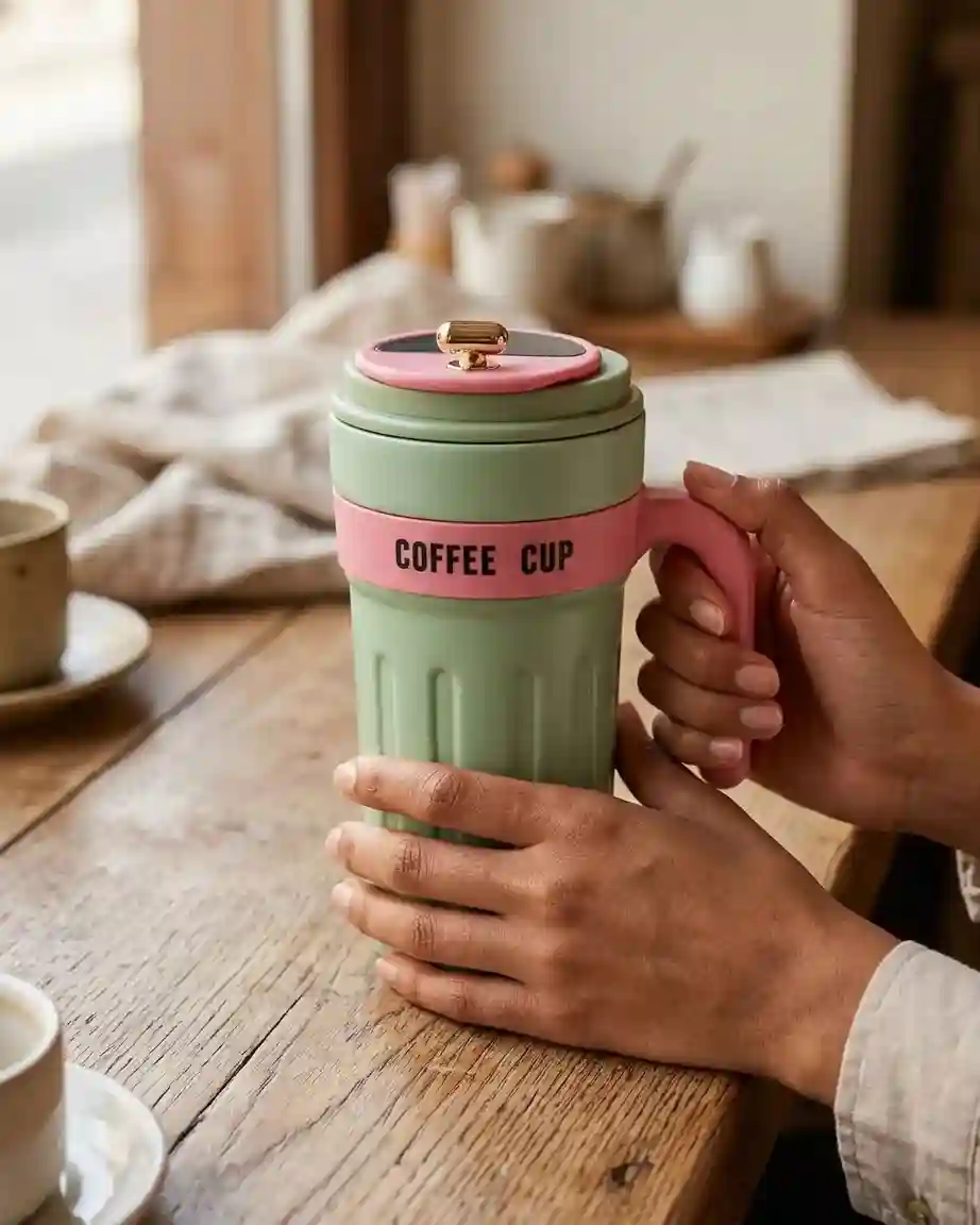 مج حراري ديجيتال بمقبض 650 مل شاشة حرارة - أخضر مينت