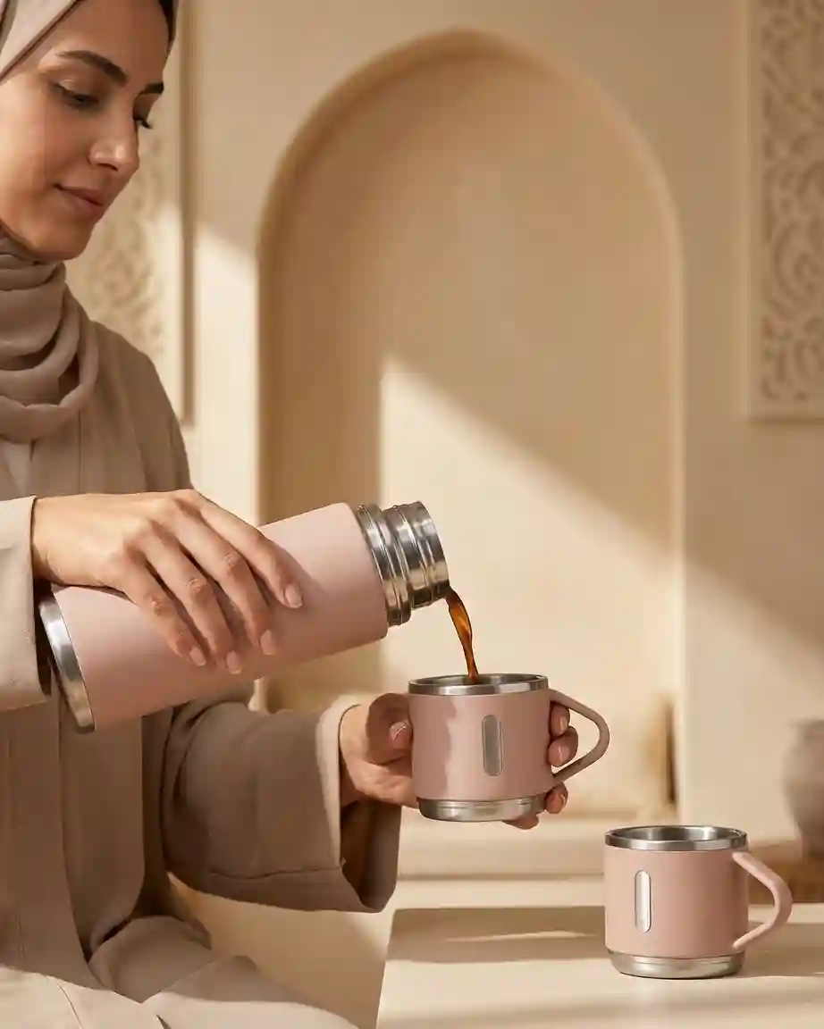 طقم ترمس حراري 500 مل مع 3 أكواب - سيموني