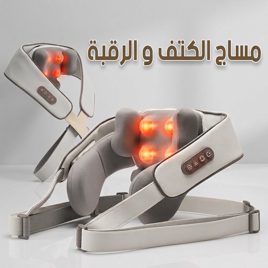 جهاز مساج الكتف والرقبة الكهربائي - تدليك حراري وعجن عميق لتخفيف آلام العضلات