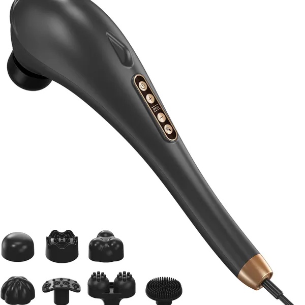 ذراع المساج اللاسلكي Cordless Massager - جهاز تدليك الجسم بالاهتزاز مع 7 رؤوس متعددة
