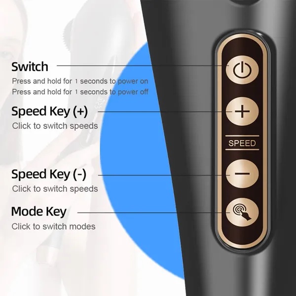 ذراع المساج اللاسلكي Cordless Massager - جهاز تدليك الجسم بالاهتزاز مع 7 رؤوس متعددة
