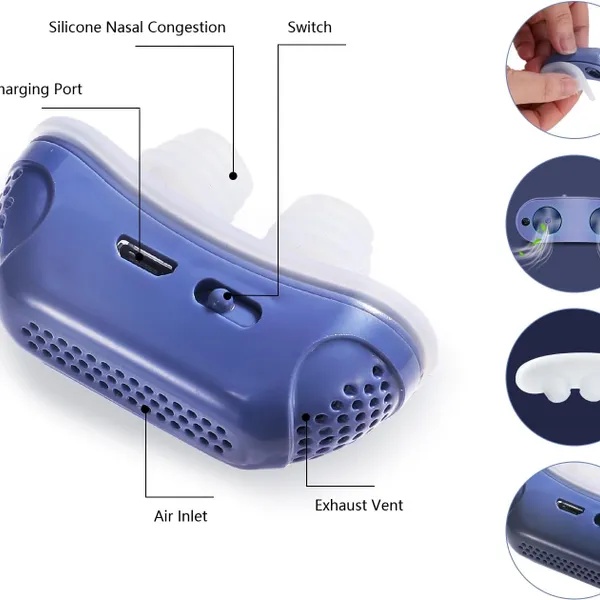جهاز مضاد للشخير الذكي Anti-Snoring Device - مهدئ ومحسن التنفس قابل للشحن بـ USB