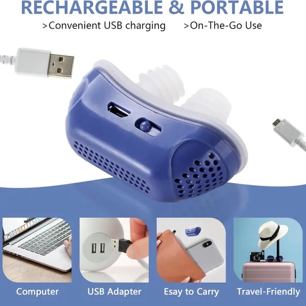 جهاز مضاد للشخير الذكي Anti-Snoring Device - مهدئ ومحسن التنفس قابل للشحن بـ USB