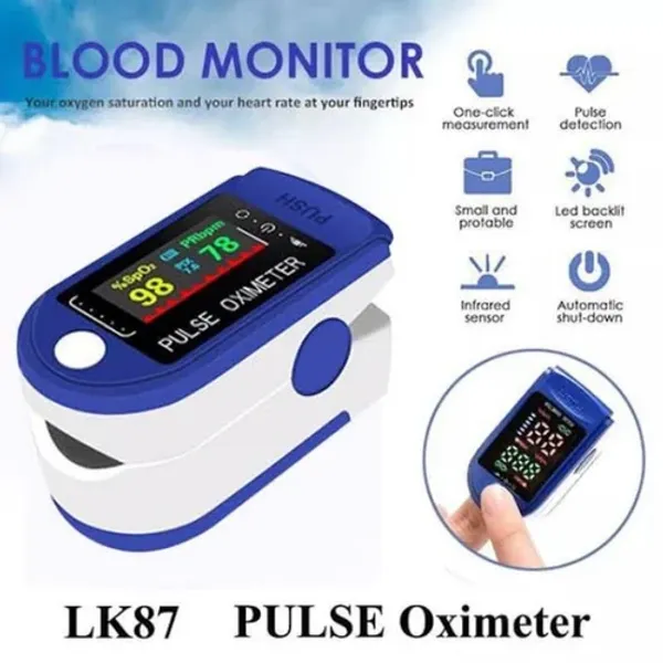 جهاز قياس الأكسجين في الدم ونبض القلب Pulse Oximeter - شاشة LED محمول للاستخدام المنزلي