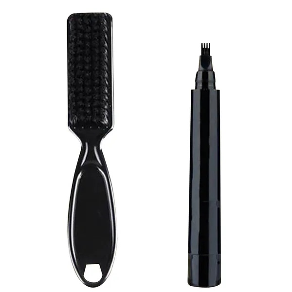 قلم تحديد وتعبئة فراغات اللحية Beard Pencil Filler مع فرشاة توزيع - أسود مقاوم للماء والعرق