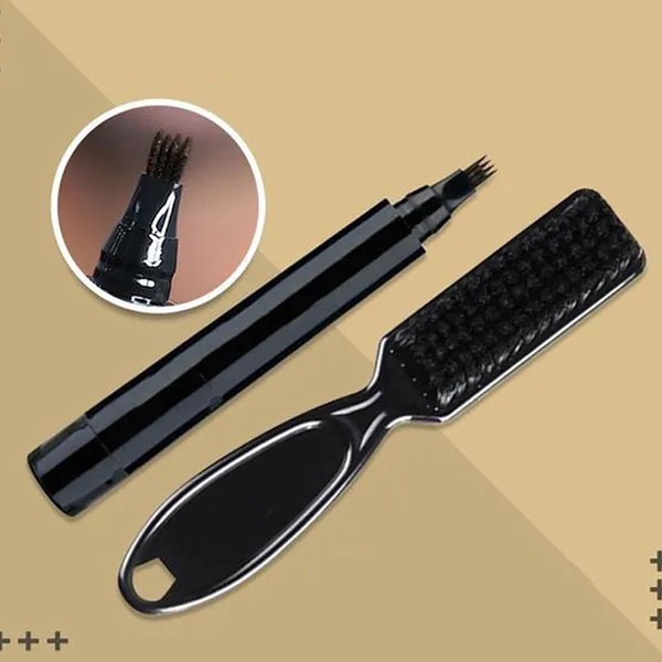قلم تحديد وتعبئة فراغات اللحية Beard Pencil Filler مع فرشاة توزيع - أسود مقاوم للماء والعرق