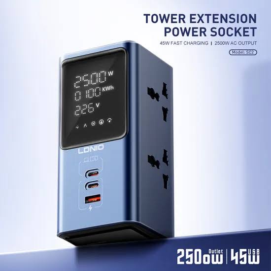 مشترك كهرباء لادنيو -45 وات- بطول 2 متر - LDNIO POWER SOCKET-(45W)-(2000MM) SC2