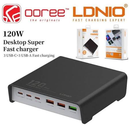 شاحن مكتبي فائق السرعة لادنيو Q605 بقوة 120 وات- LDNIO Q605 DESKTOP SUPER FAST CHARGER 120W