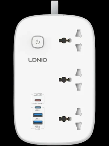 مشترك كهرباء  لادنيو SC6 بقدرة 3250 وات مع 3 مخارج و4 منافذ USB بسلك 2 متر- LDNIO POWER SOCET SC6 3250W 2MM