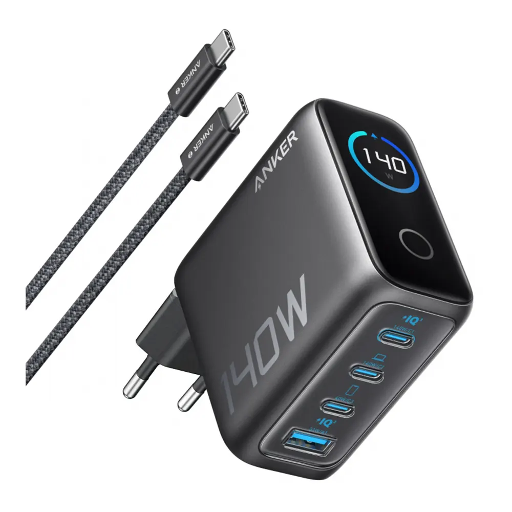 شاحن انكر بقوة 140 واط بأربعة منافذ مع كابل USB-C